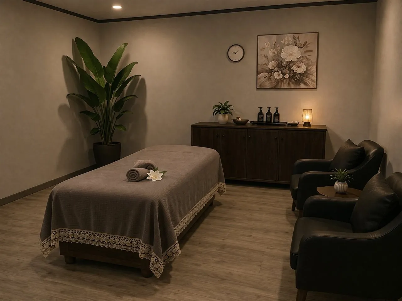 Clean private massage room with fresh linens at Diamond Spa Massage in San Diego CA