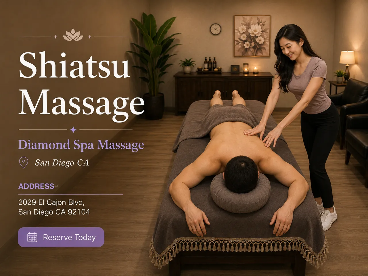 Shiatsu Massage in San Diego, CA at Diamond Spa Massage